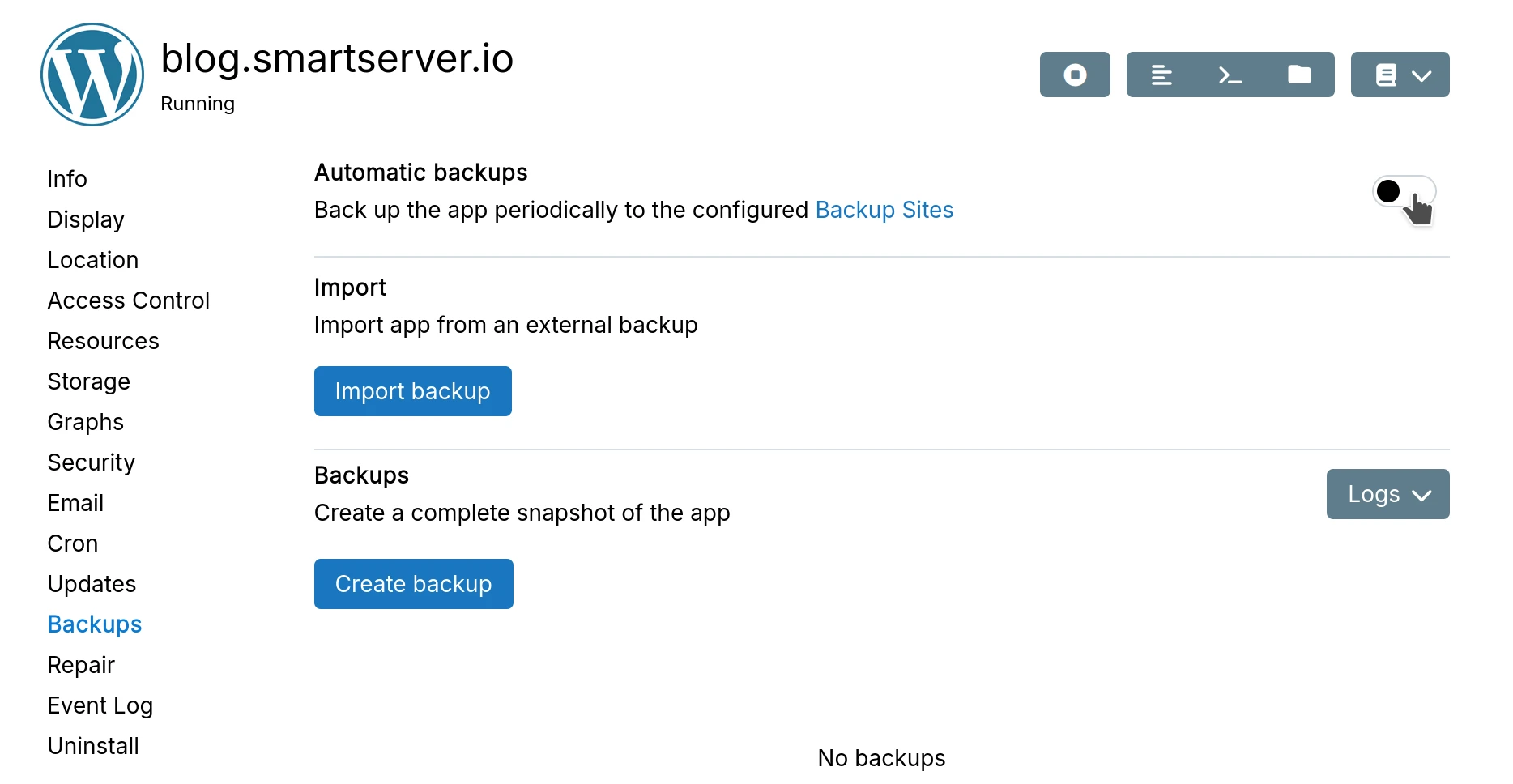 App Disable Automatic Backup