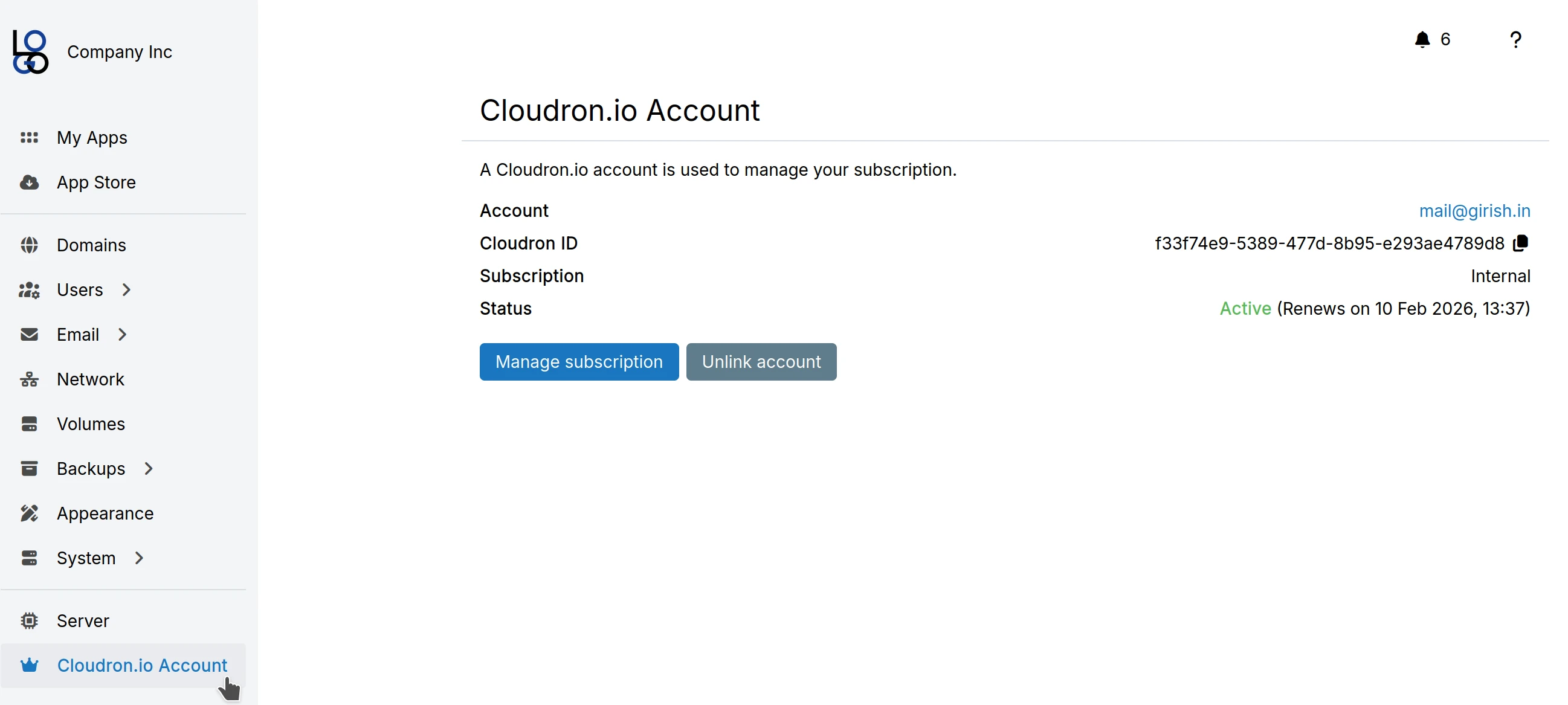 Cloudronio Account