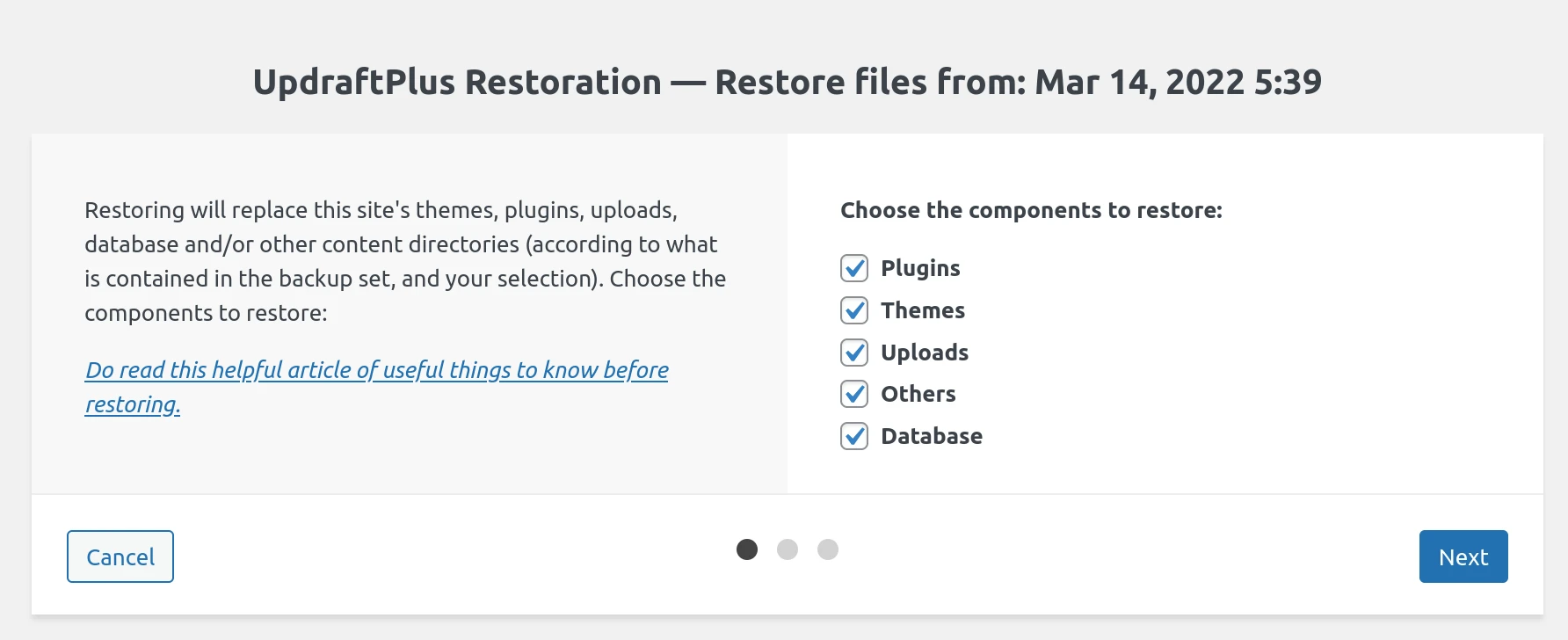 Wp Updraftplus Restore